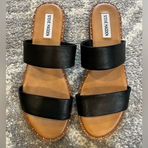 Steve Madden Ivara Black Leather Sandals Size 9.5
